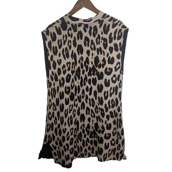 Carmen Marc Valvo Women's Cheetah Animal Print Tunic Open Style Vest SZ L - Picture 5 of 8